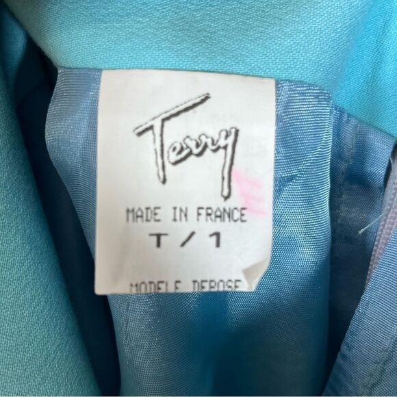 Vintage Terry Paris Made in France Pastel Blue Pencil Skirt T 1 - Picture 3 of 5